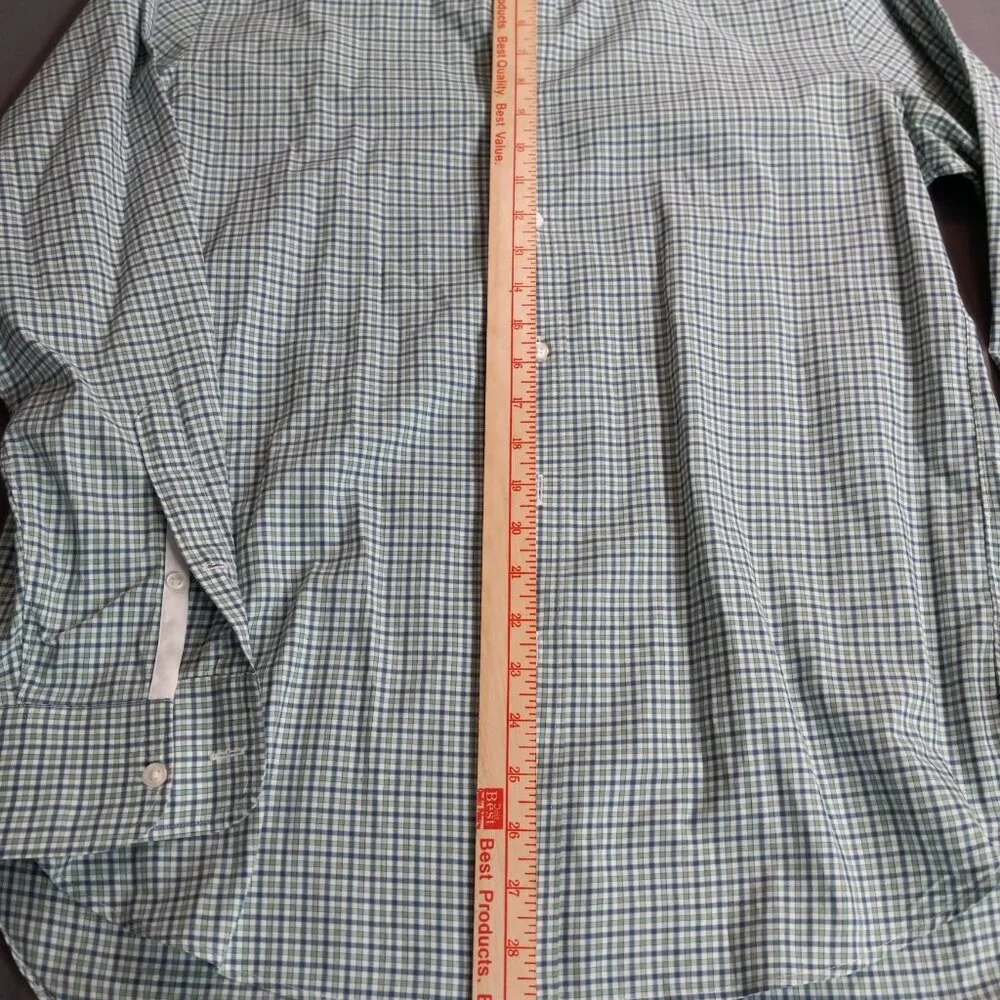 J. Crew Crosby 120's Ply Shirt Blue Green Gingham Check Cotton Size M